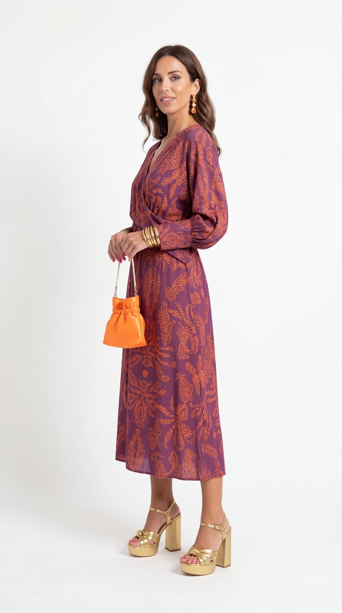 Lucía | Vestido midi estampado con escote en V – vista 5