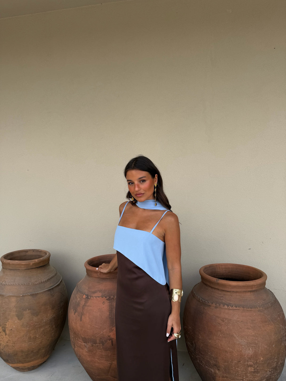 Viviana | Vestido largo bicolor con pañuelo – vista 7