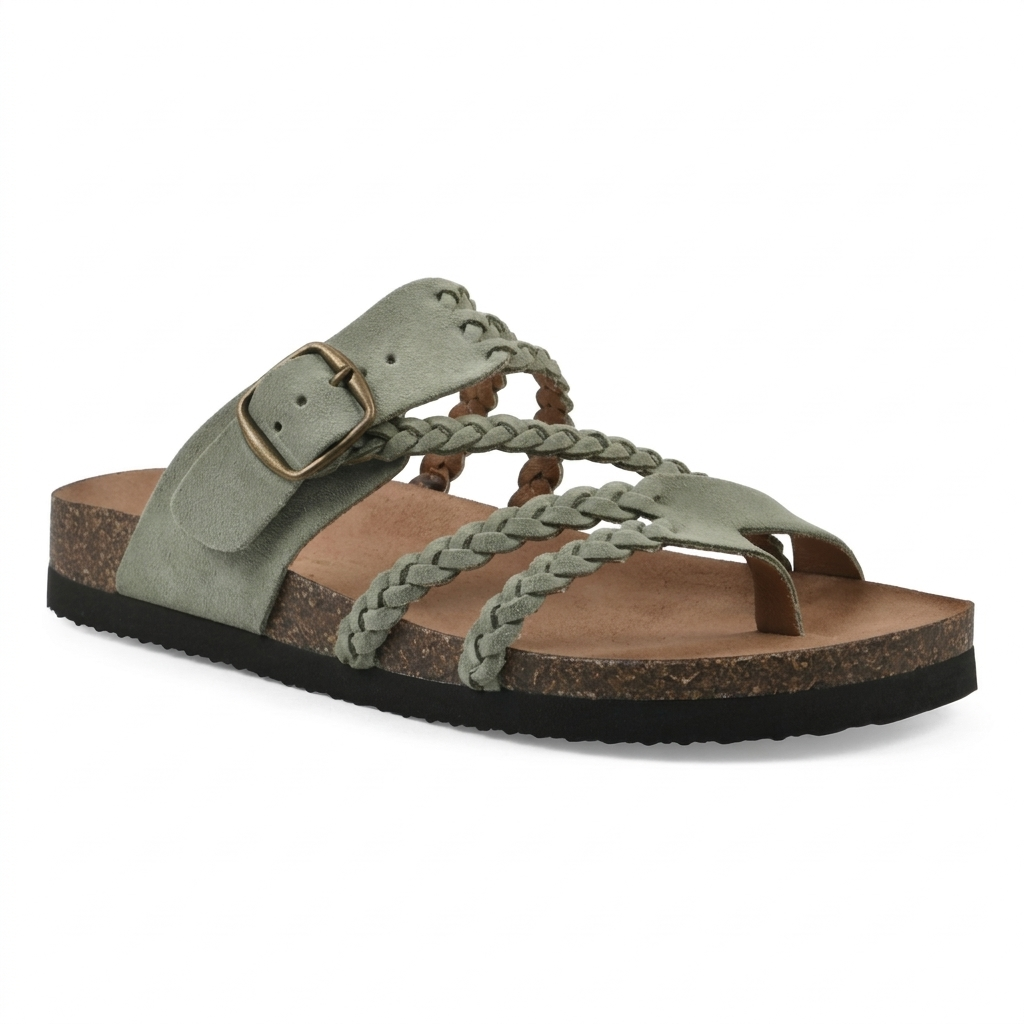 Hayleigh | Sandalias de tiras trenzadas – Verde
