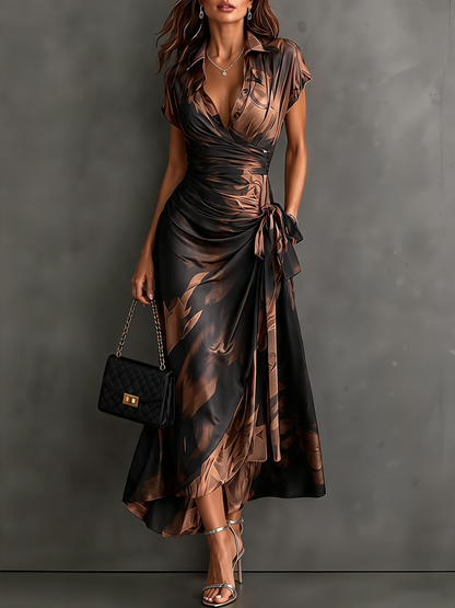 Emilia | Vestido cruzado de estampado abstracto – vista 1