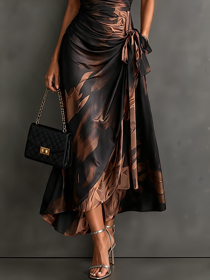 Emilia | Vestido cruzado de estampado abstracto – vista 3