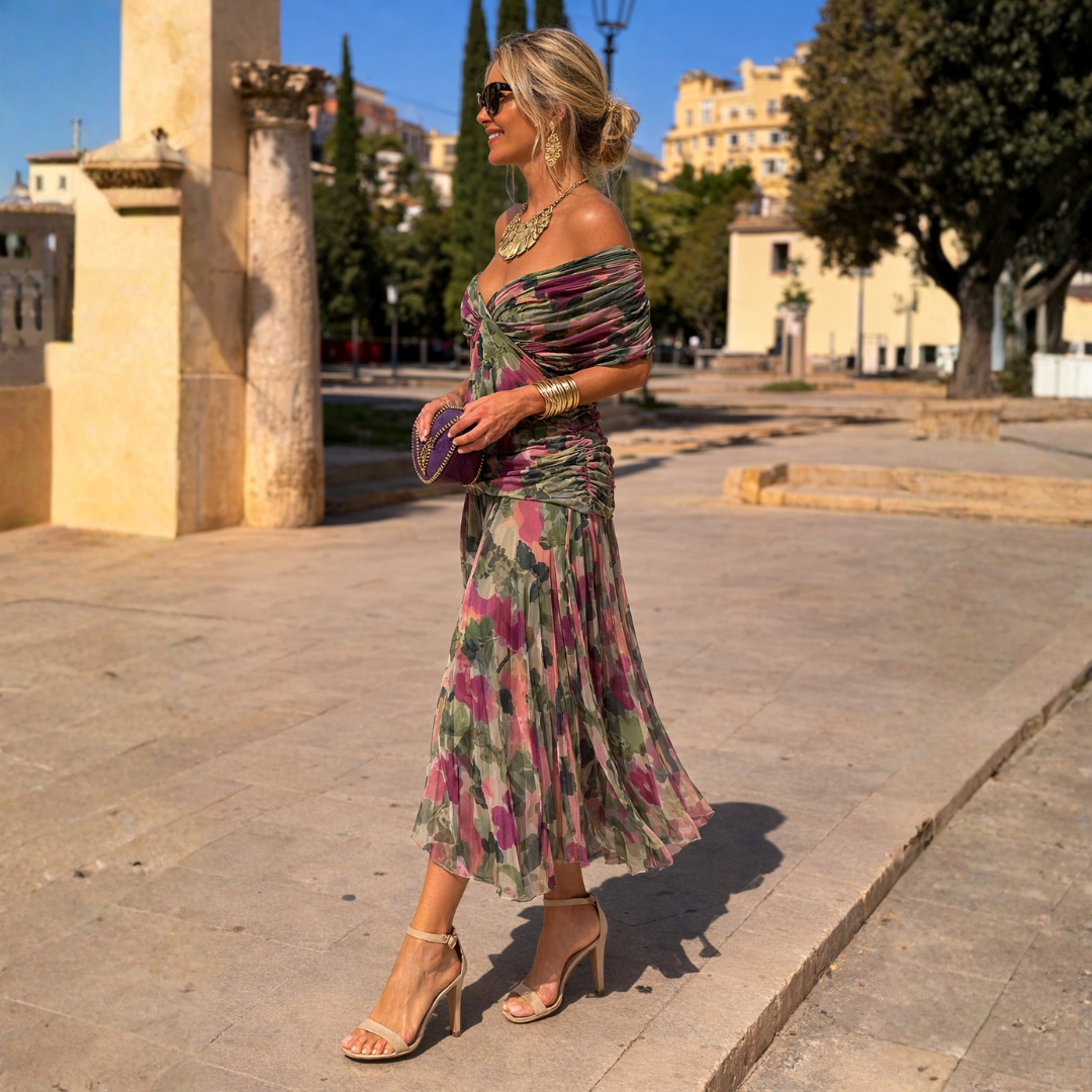 Mikaela | Vestido maxi de hombros descubiertos