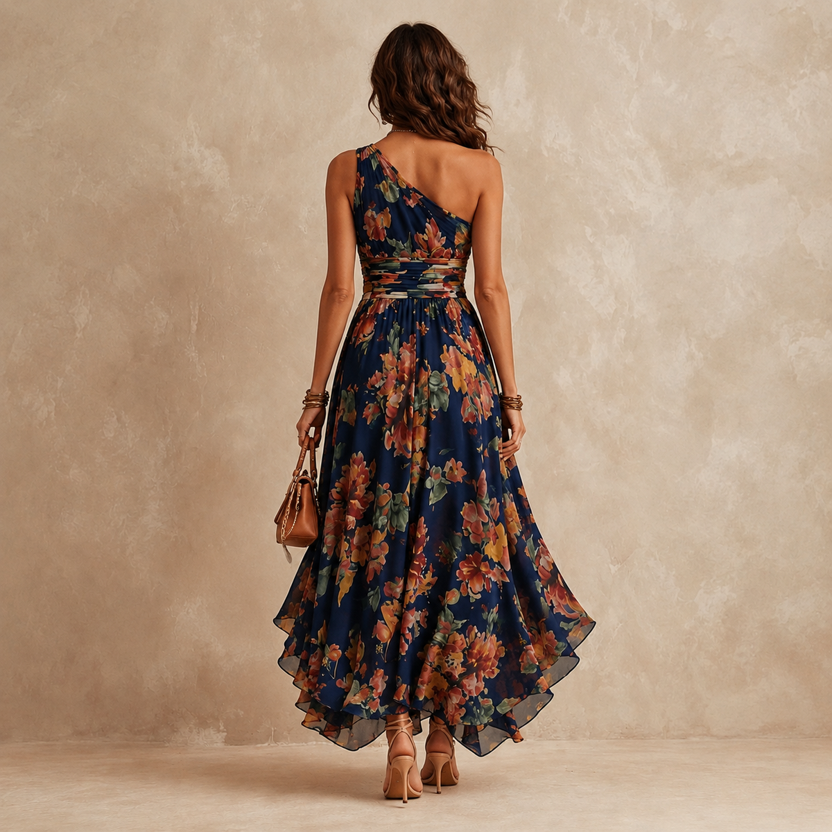 Clara | Vestido largo floral de un hombro – vista 5