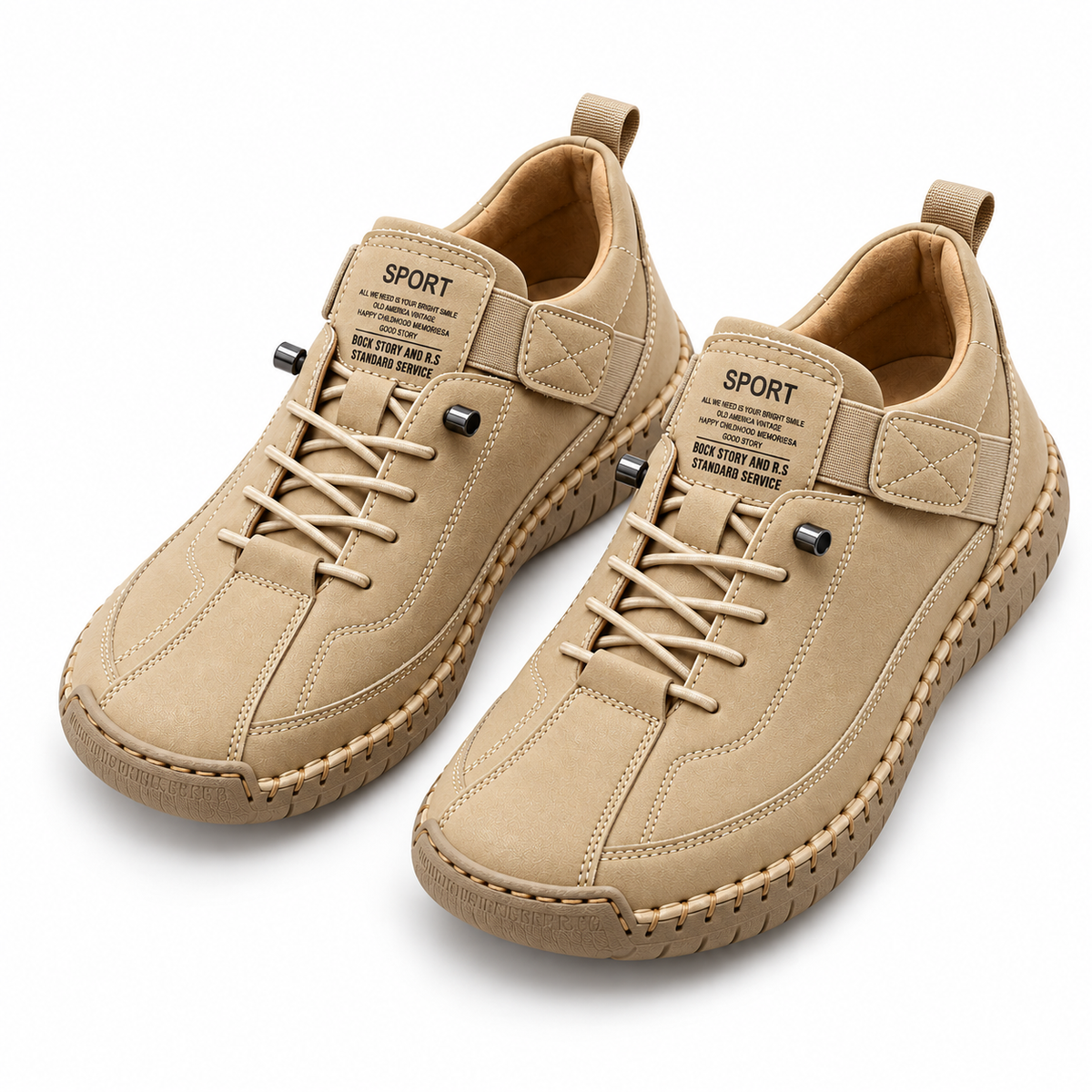 Amandine, zapatillas beige con cordones: vista superior con cordones.