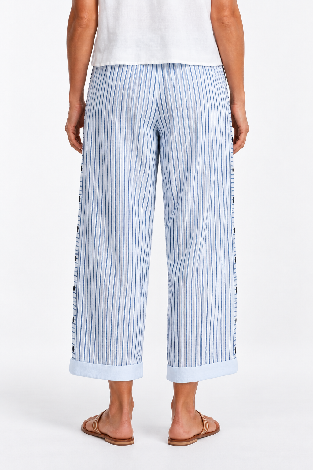 Bárbara | Pantalón recto de rayas con cintura elástica