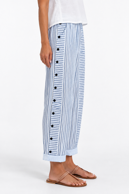 Bárbara | Pantalón recto de rayas con cintura elástica