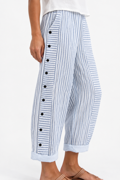 Bárbara | Pantalón recto de rayas con cintura elástica