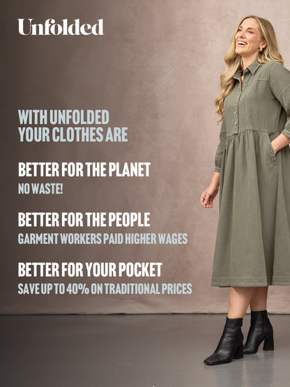 Vestido camisero midi caqui — vista 9