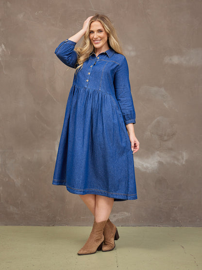 Vestido vaquero midi de manga larga — vista 10