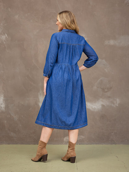 Vestido vaquero midi de manga larga — vista 12