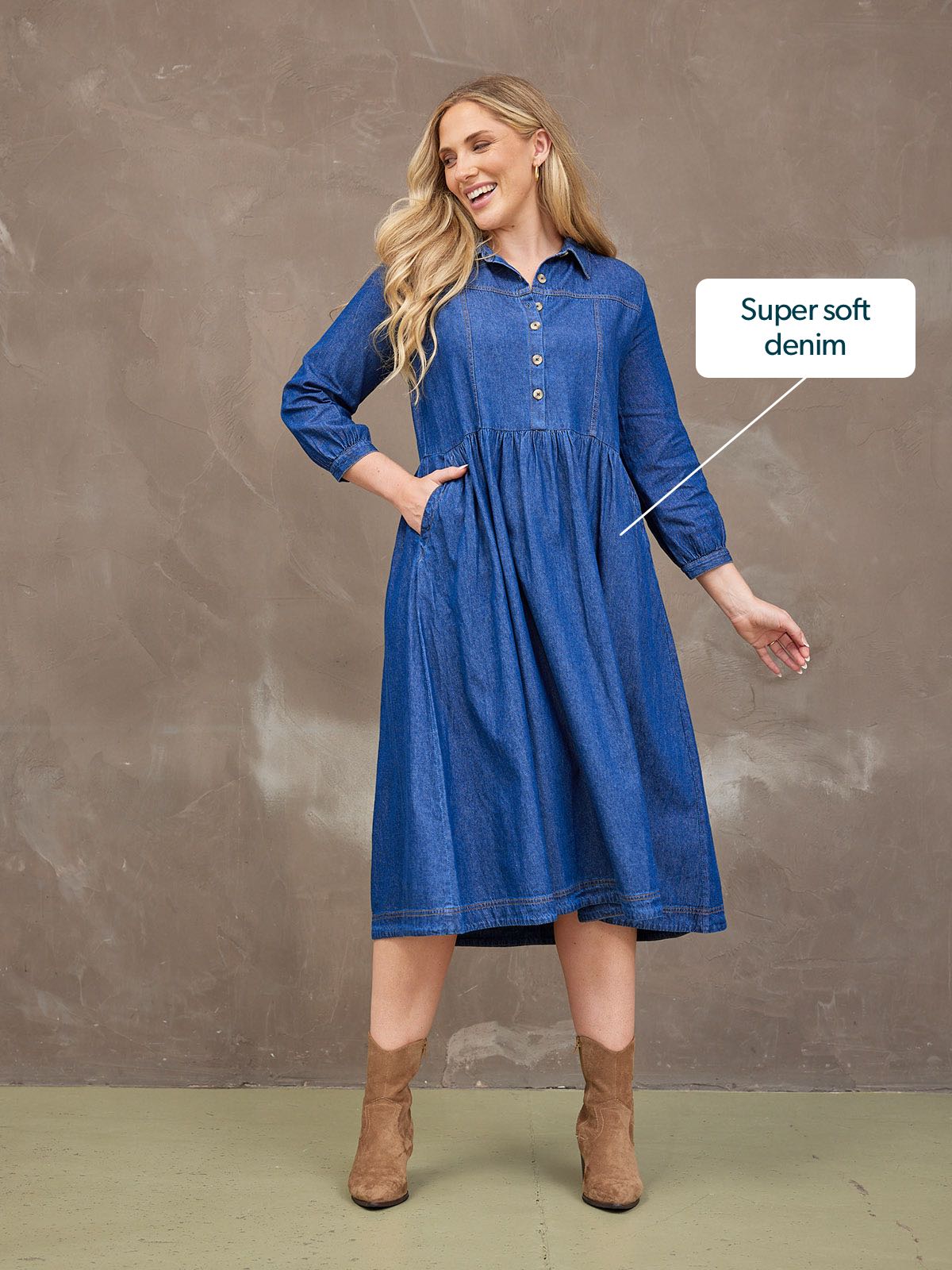 Vestido vaquero midi de manga larga — vista 5