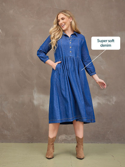 Vestido vaquero midi de manga larga — vista 5