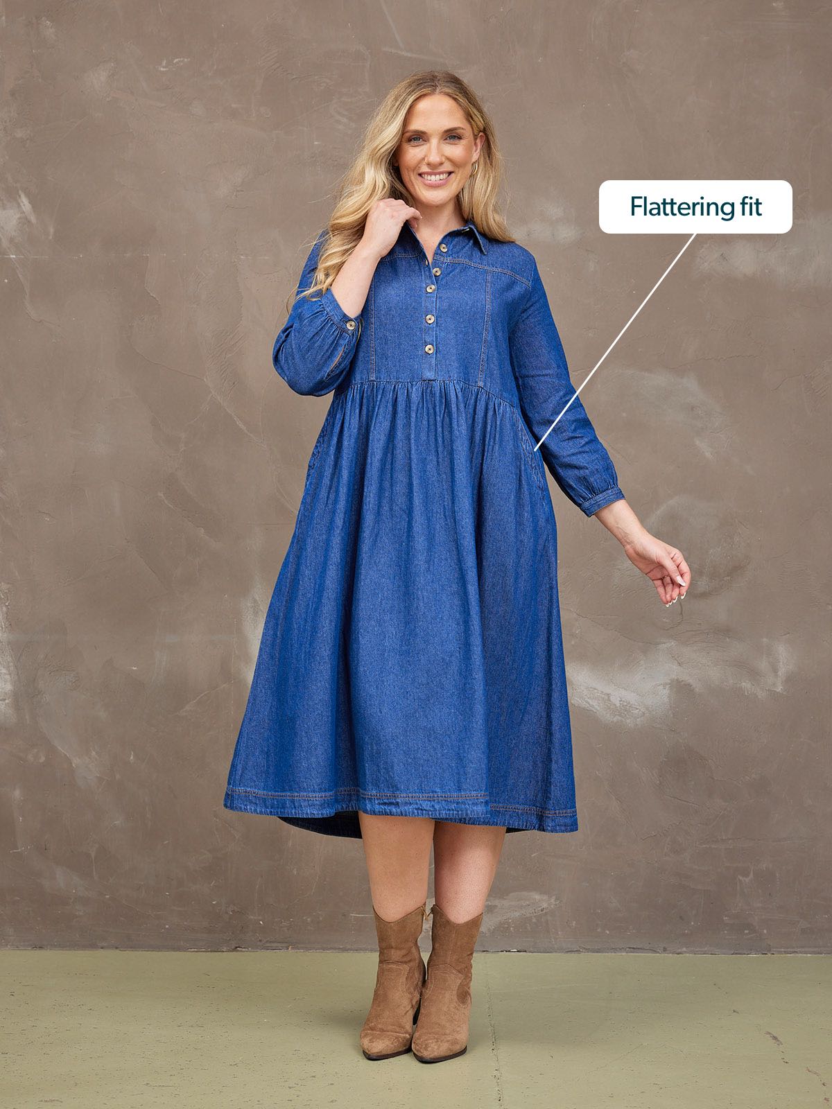 Vestido vaquero midi de manga larga — vista 6