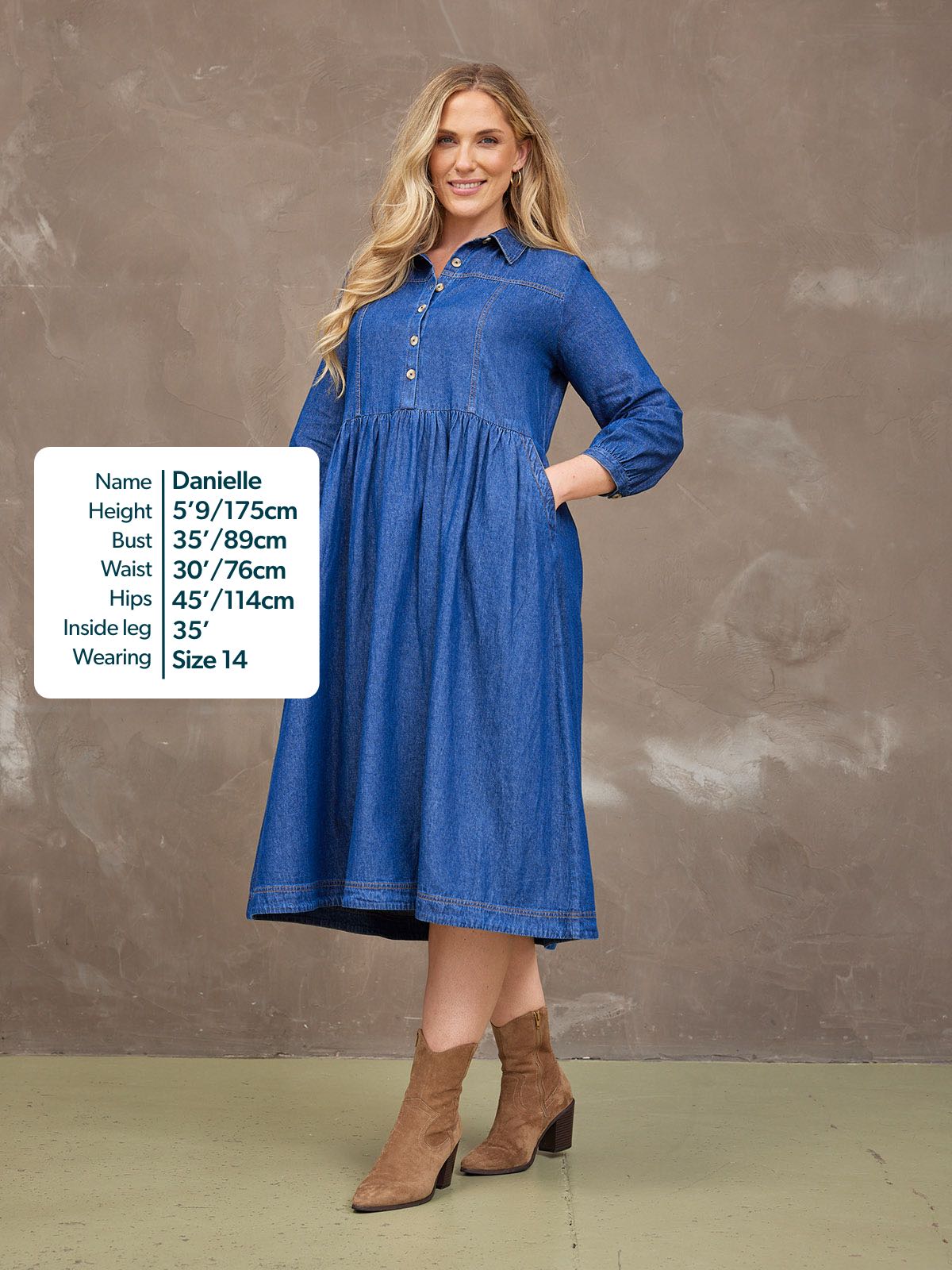 Vestido vaquero midi de manga larga — vista 9