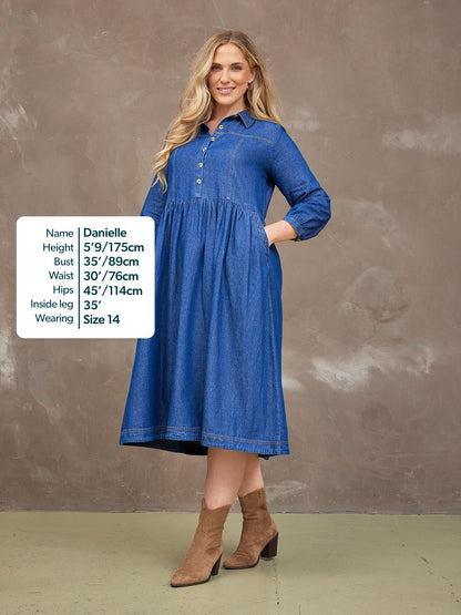 Vestido vaquero midi de manga larga — vista 9