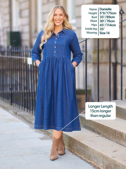 Vestido vaquero midi de manga larga — vista 8