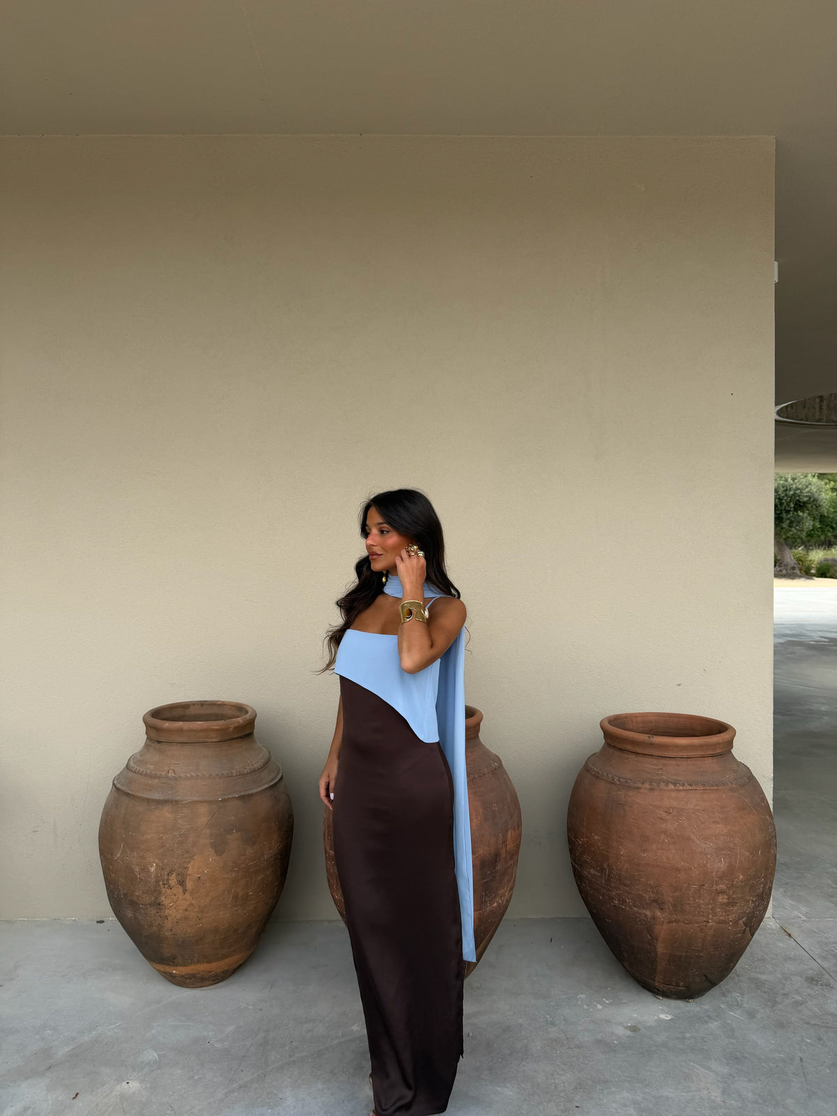 Viviana | Vestido largo bicolor con pañuelo – vista 9