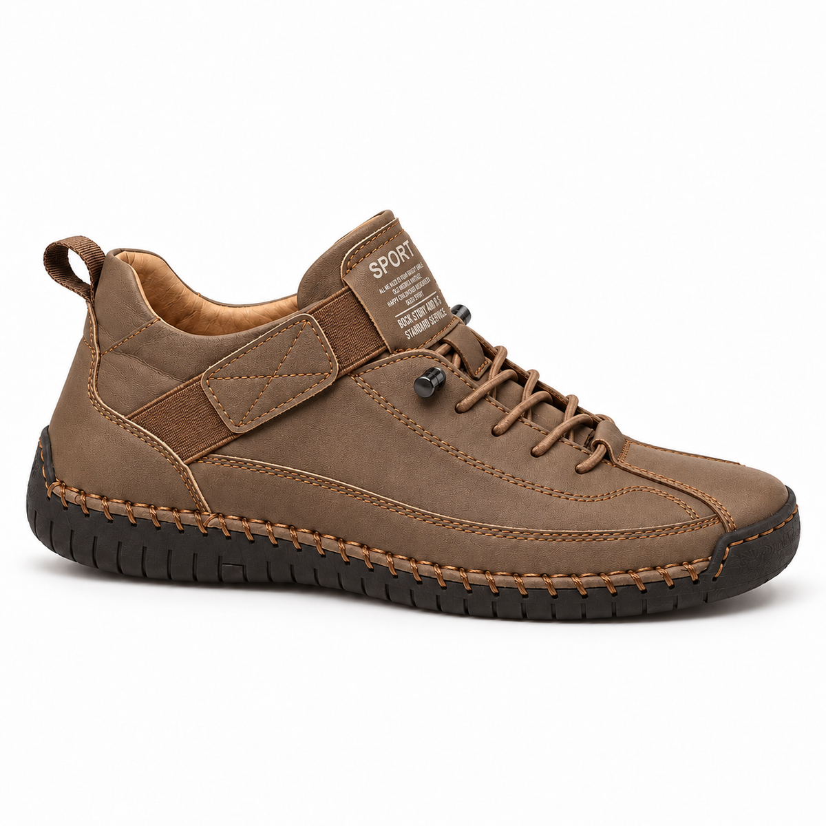 Manon, zapatillas marrón topo con cordones: perfil lateral.