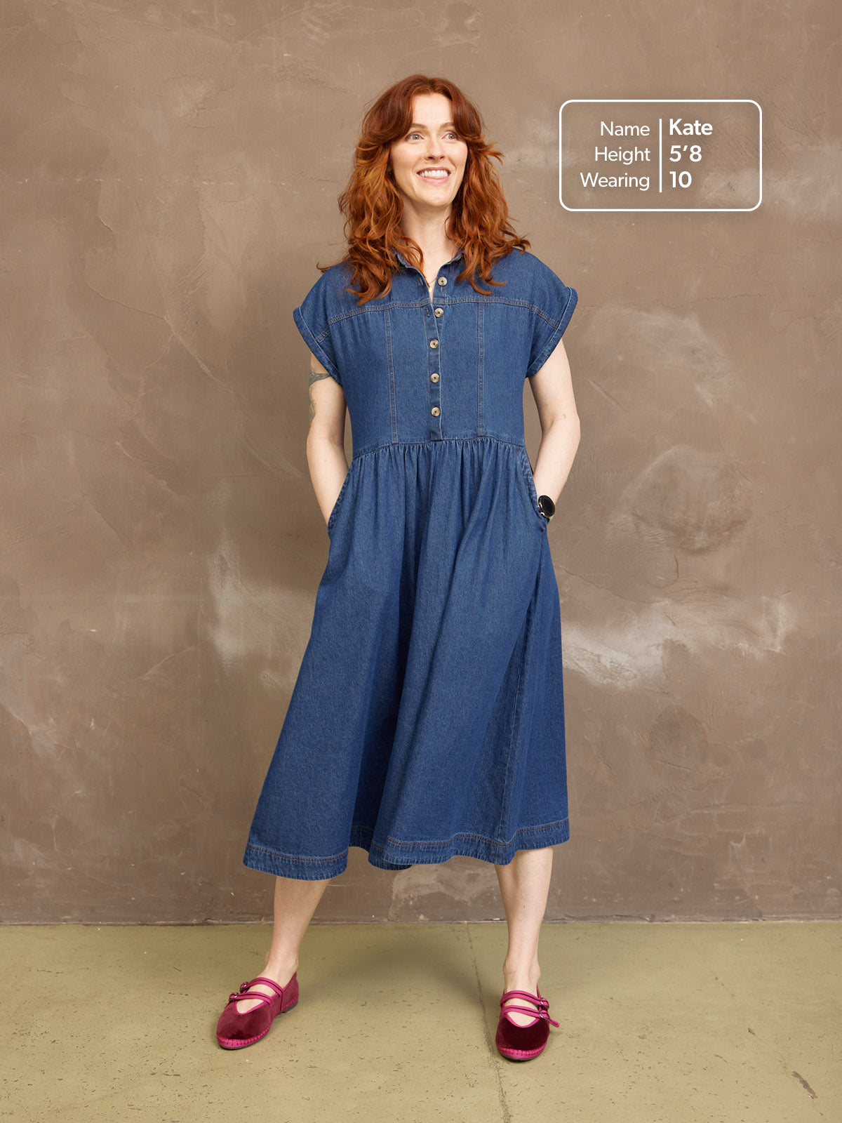 Vestido vaquero midi de manga corta — vista 19