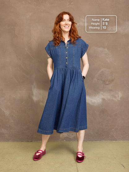 Vestido vaquero midi de manga corta — vista 19