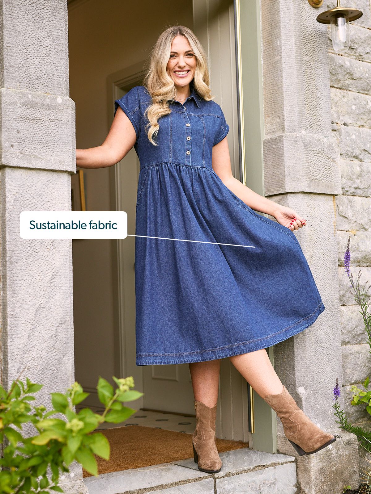 Vestido vaquero midi de manga corta — vista 5