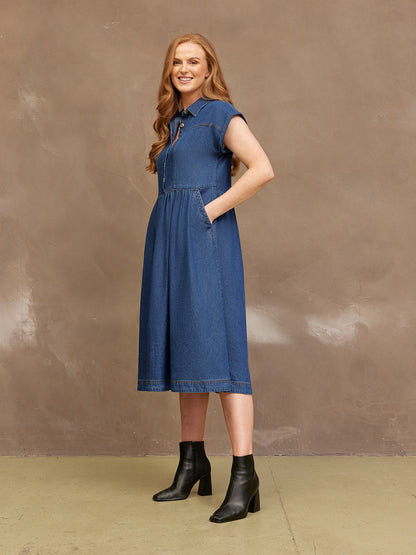 Vestido vaquero midi de manga corta — vista 14