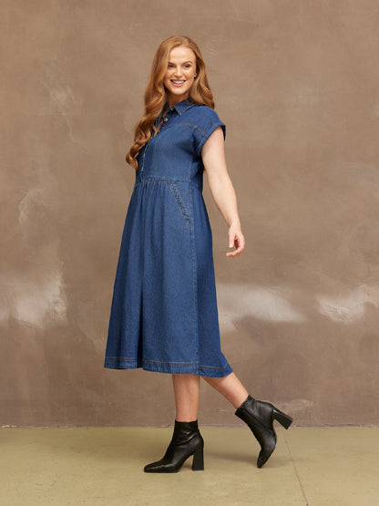 Vestido vaquero midi de manga corta — vista 15