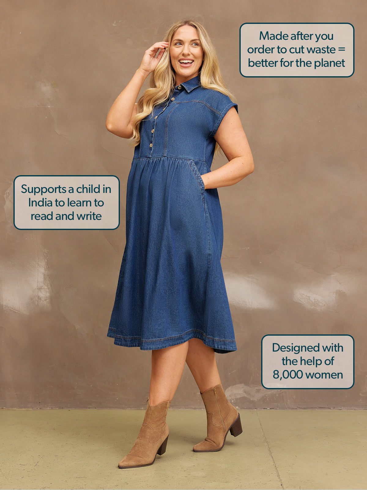Vestido vaquero midi de manga corta — vista 4