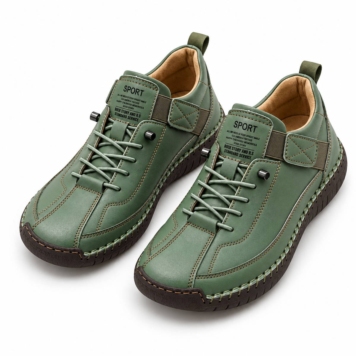 Valentine, zapatillas verdes con cordones: vista superior con cordones.