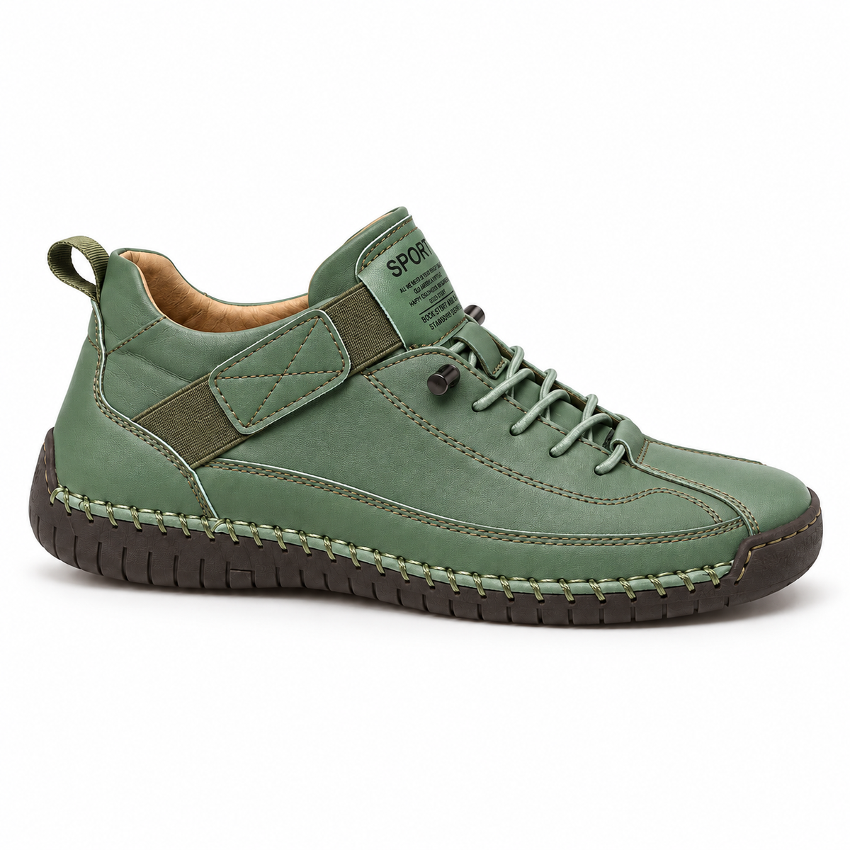 Valentine, zapatillas verdes con cordones: perfil lateral.