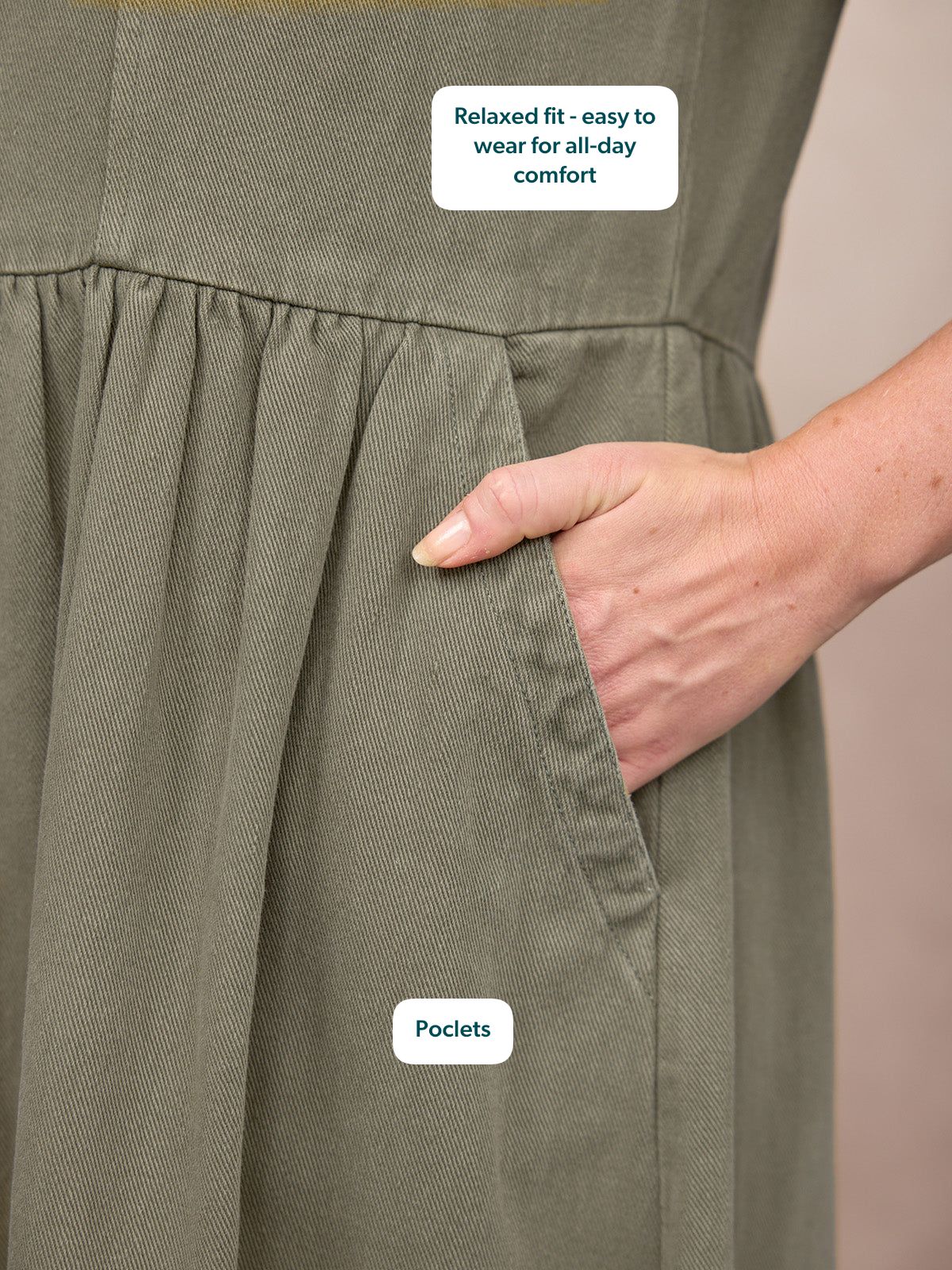 Vestido camisero midi caqui — vista 15