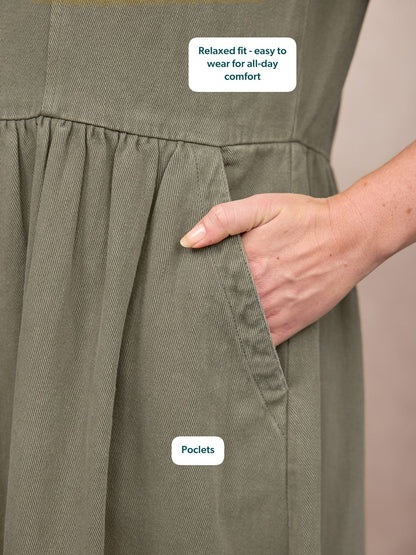 Vestido camisero midi caqui — vista 15